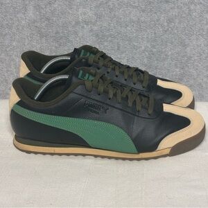 Puma Roma 70s Sneakers-Black/Psych Green-Men Size 12